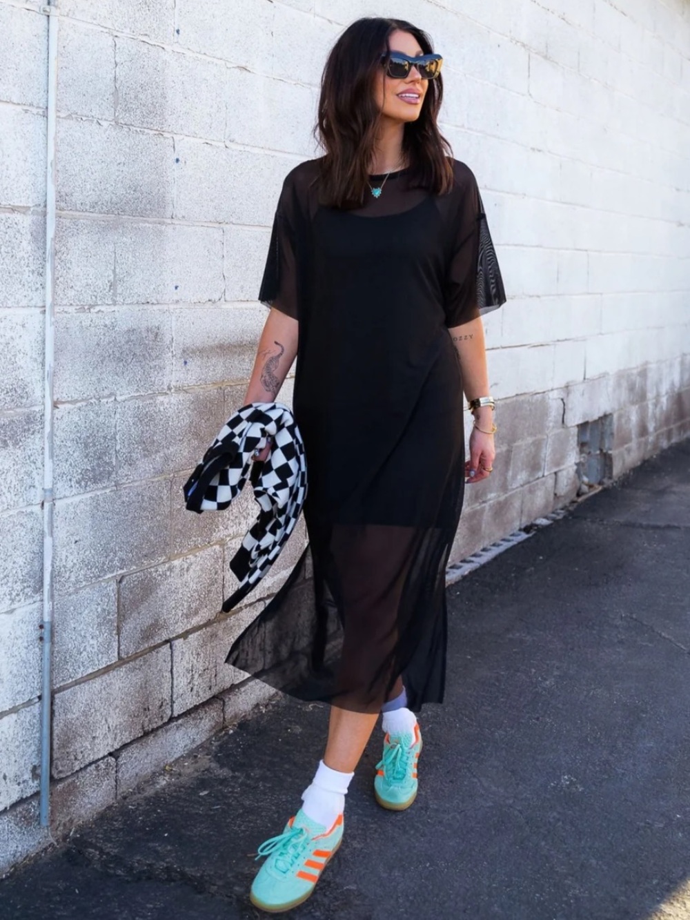 Lala Karma Oversized Black Sheer Mesh Midi Dress Cover-Up Size Medium NWOT - Picture 4 of 7
